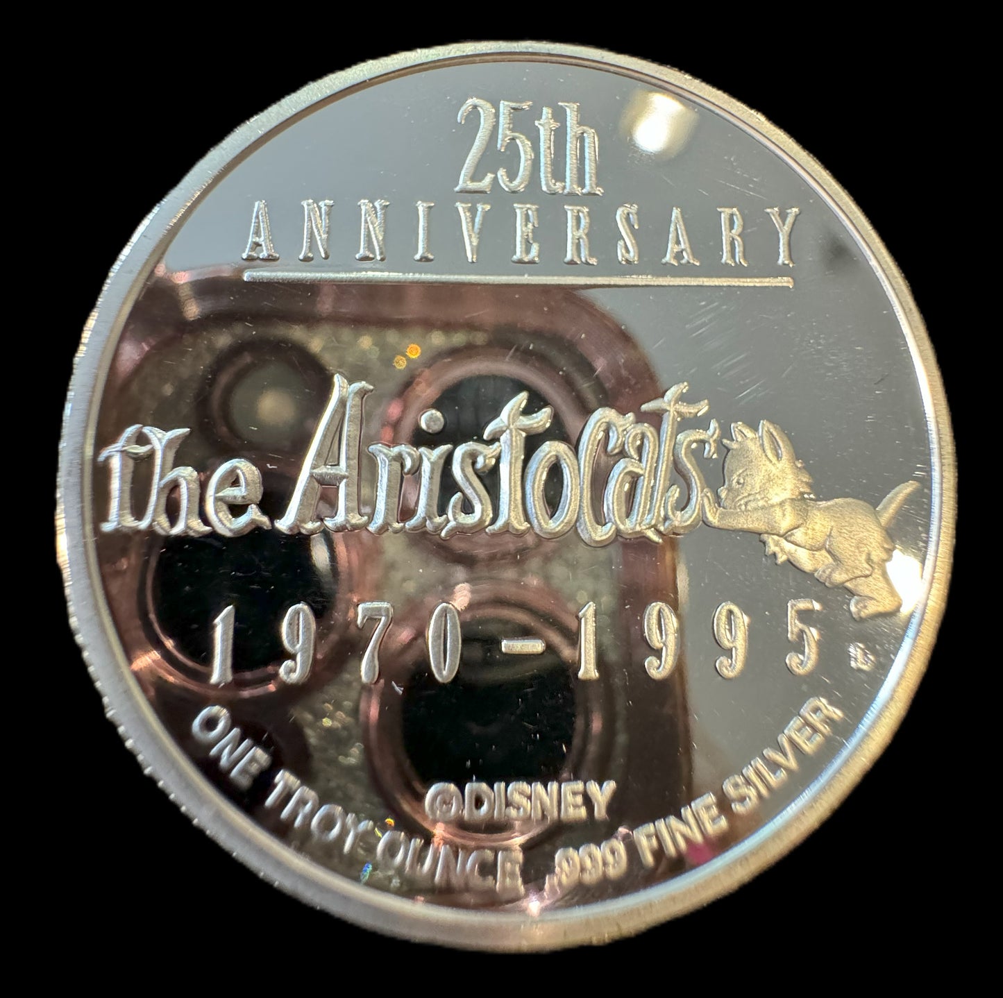 1995 Disney 25th Anniversary The Aristocats 1 oz .999 Silver Coin