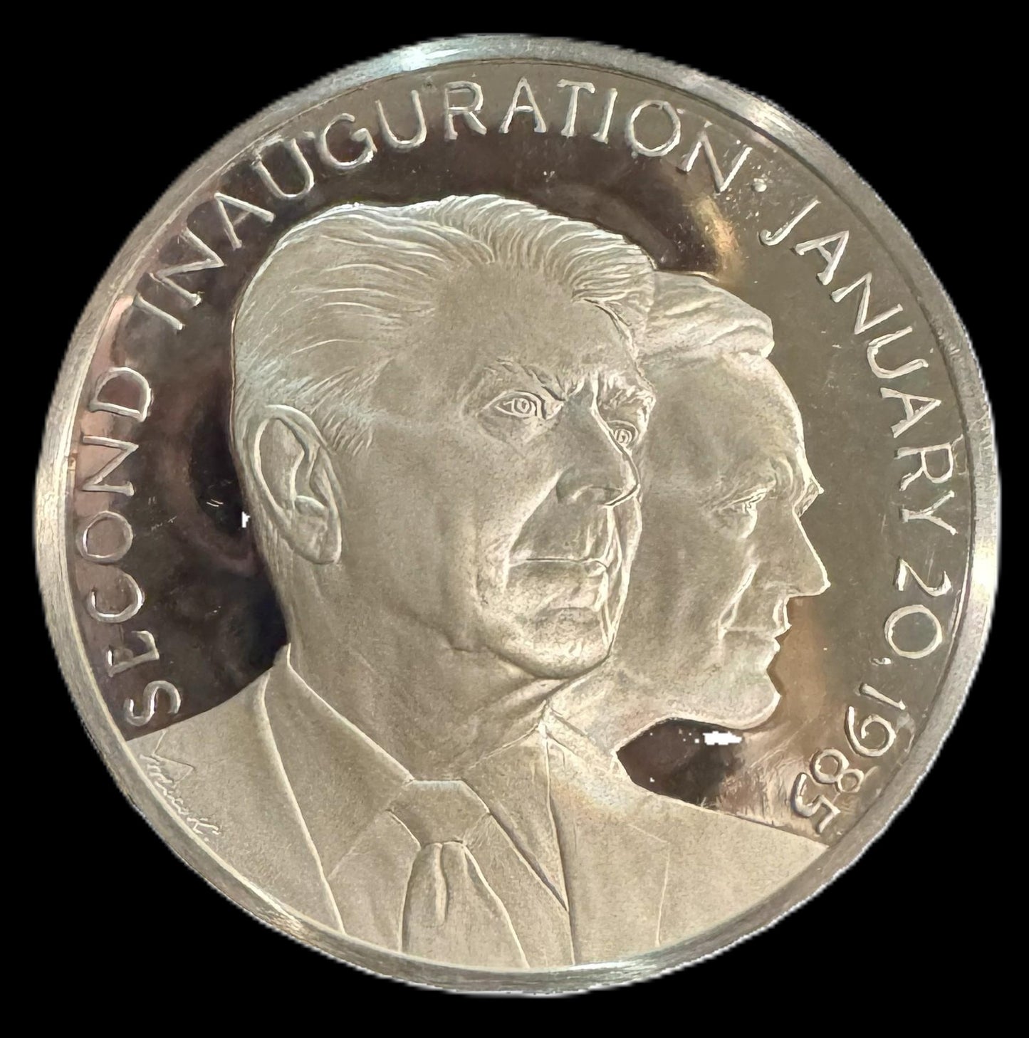 1985 Reagan Bush Presidential Inaugural Medal 1 oz .999 Silver Coin