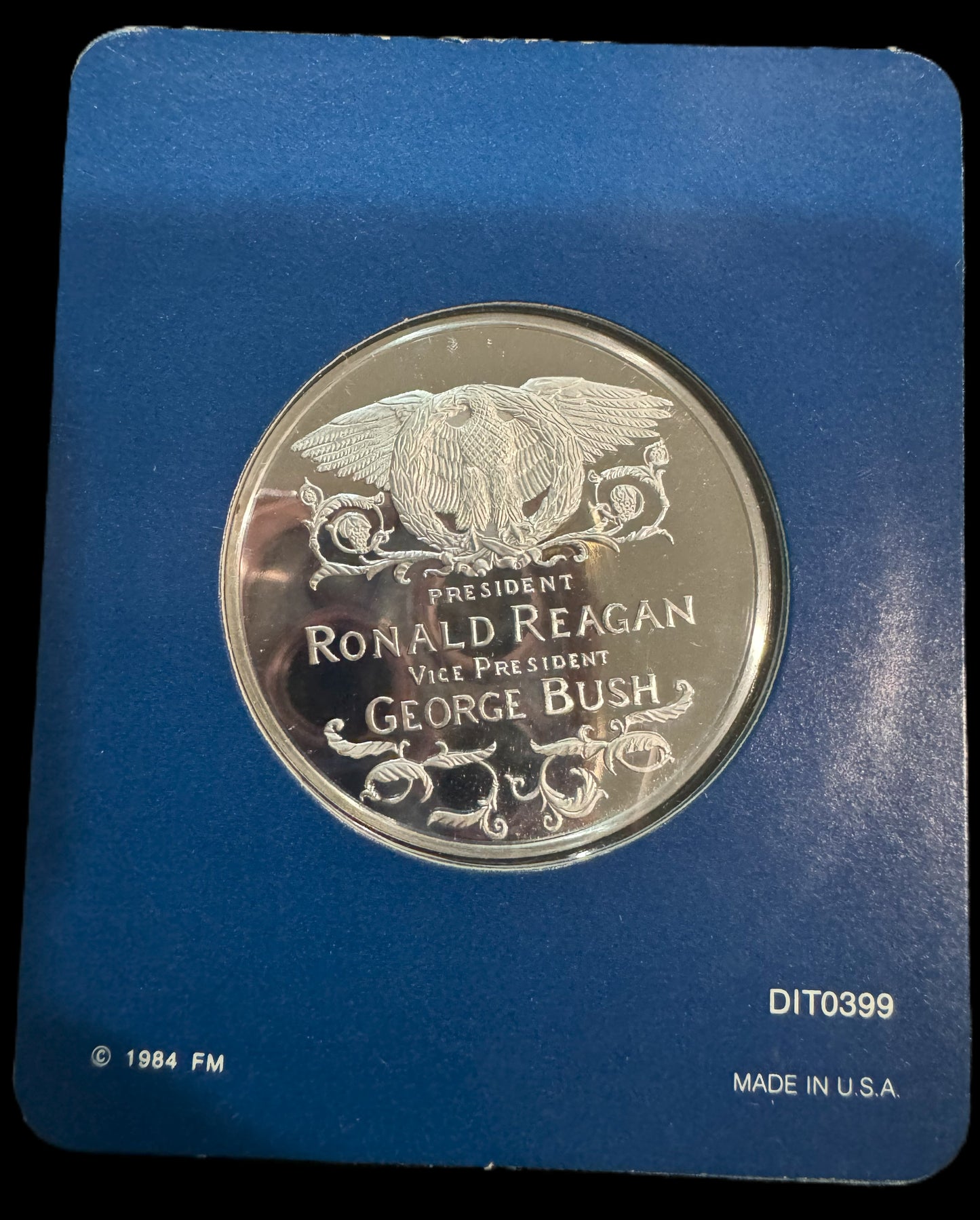 1985 Reagan Bush Presidential Inaugural Medal 1 oz .999 Silver Coin
