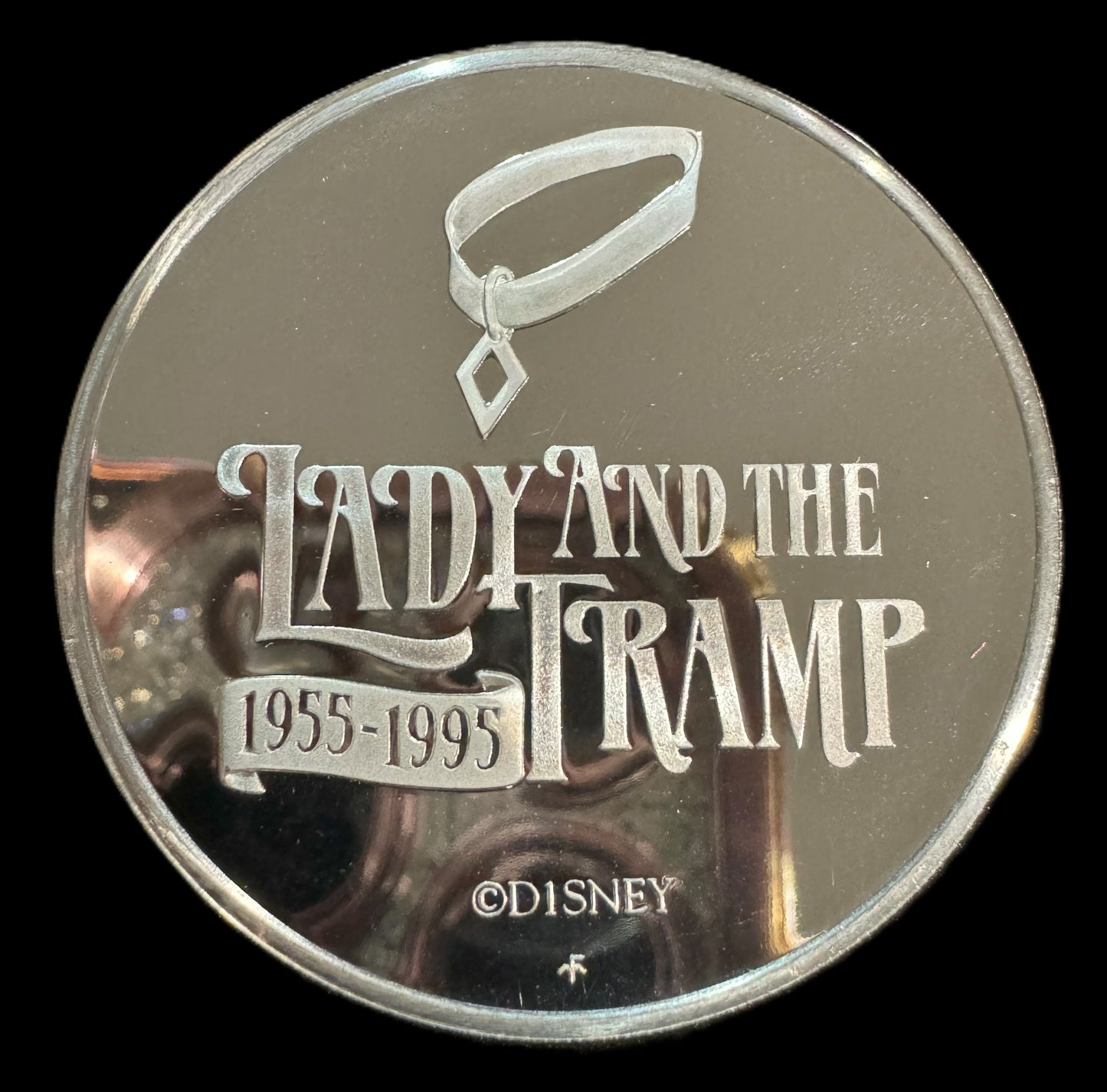 1995 Disney Lady and The Tramp 1 oz .999 Silver Coin