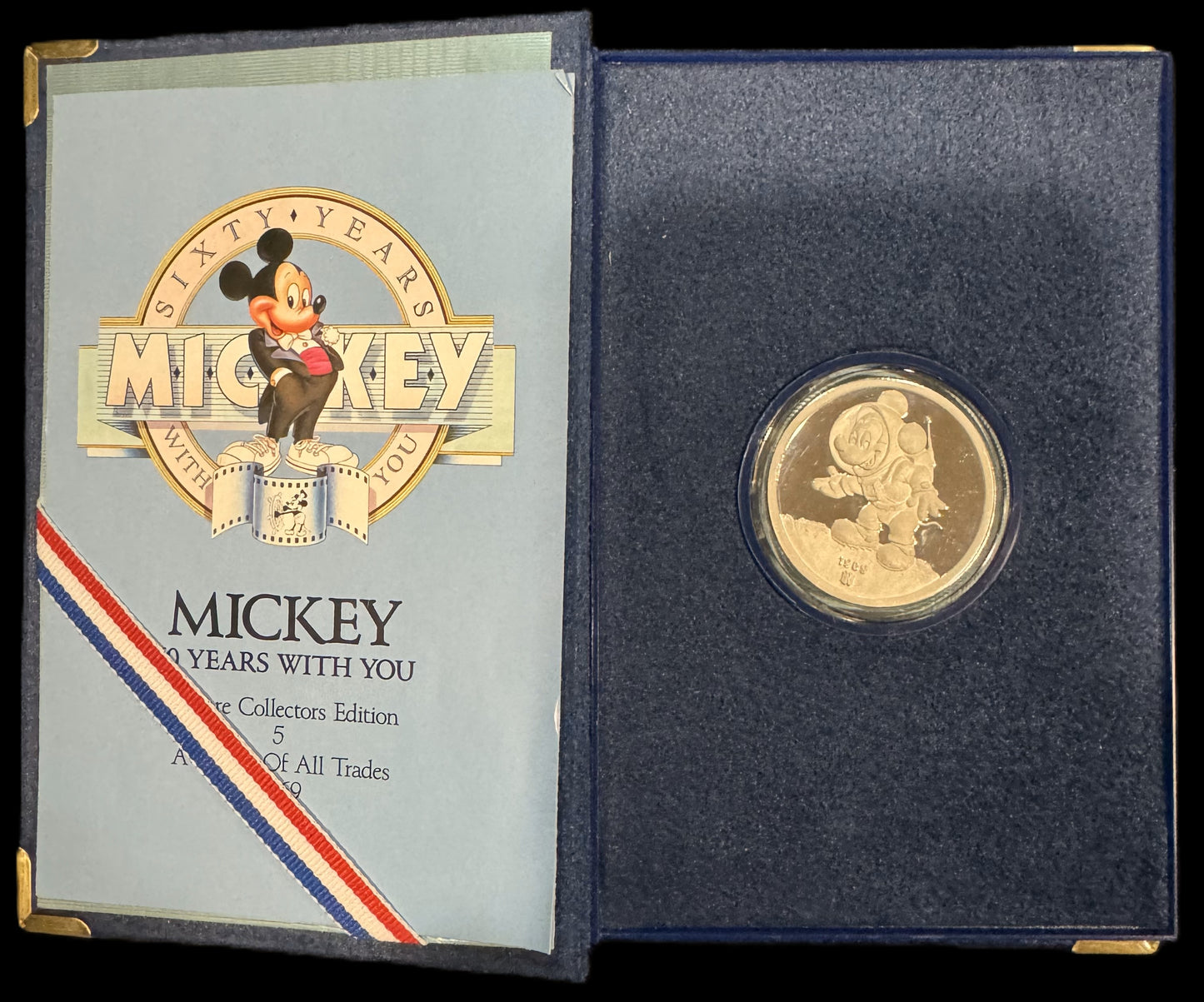 1988 Disney Mickey 60 Years With You Astronaut 1 oz .999 Silver Coin