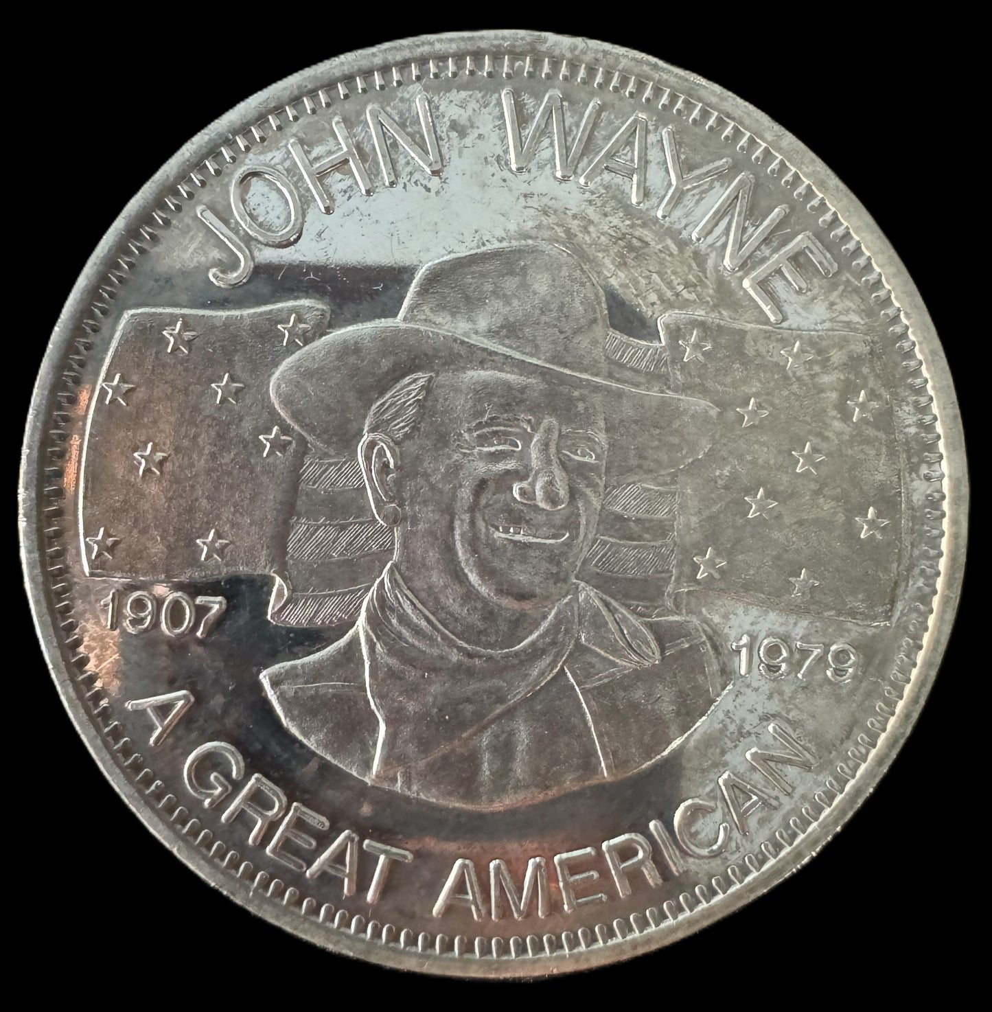 1907-1979 A Great American John Wayne 1 oz .999 Silver Coin