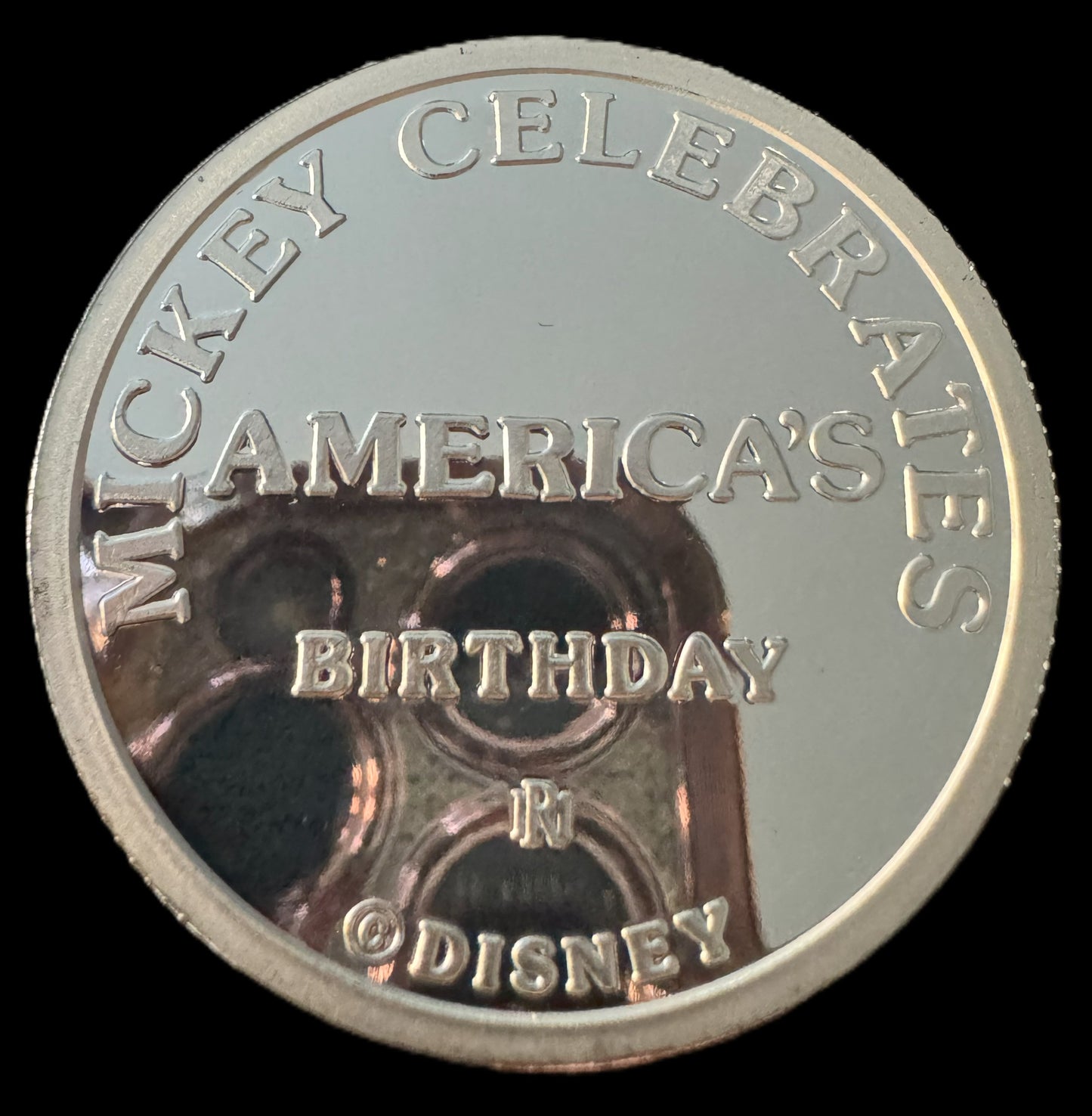 1991 Disney Mickey Mouse Happy Birthday America 1 oz .999 Silver Coin