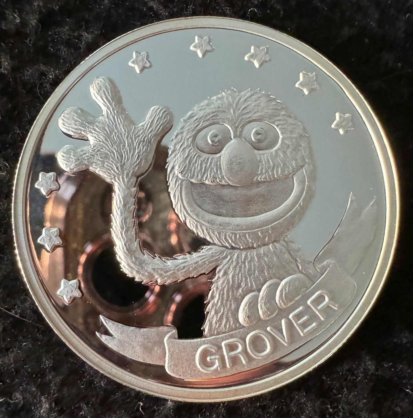 1988 Sesame Street 20th Anniversary Grover 1 oz .999 Silver Coin