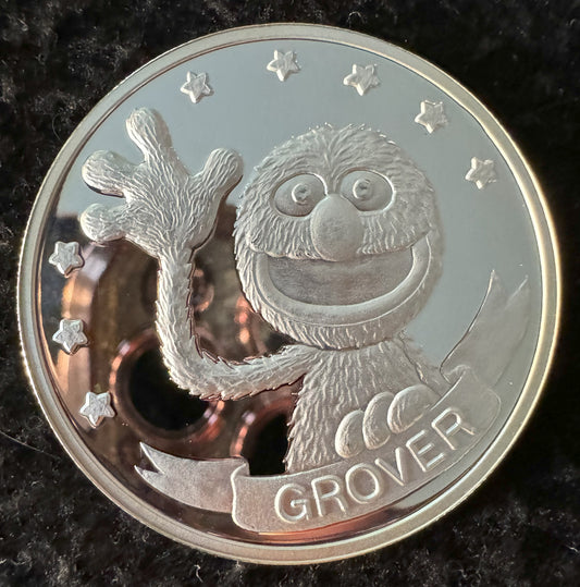 1988 Sesame Street 20th Anniversary Grover 1 oz .999 Silver Coin