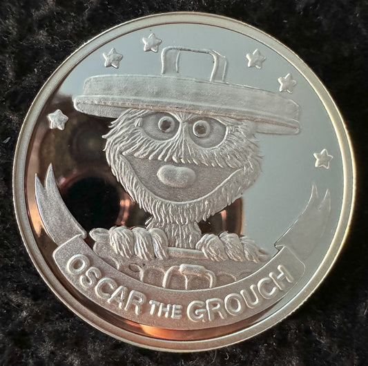 1988 Sesame Street 20th Anniversary Oscar the Grouch 1 oz .999 Silver Coin