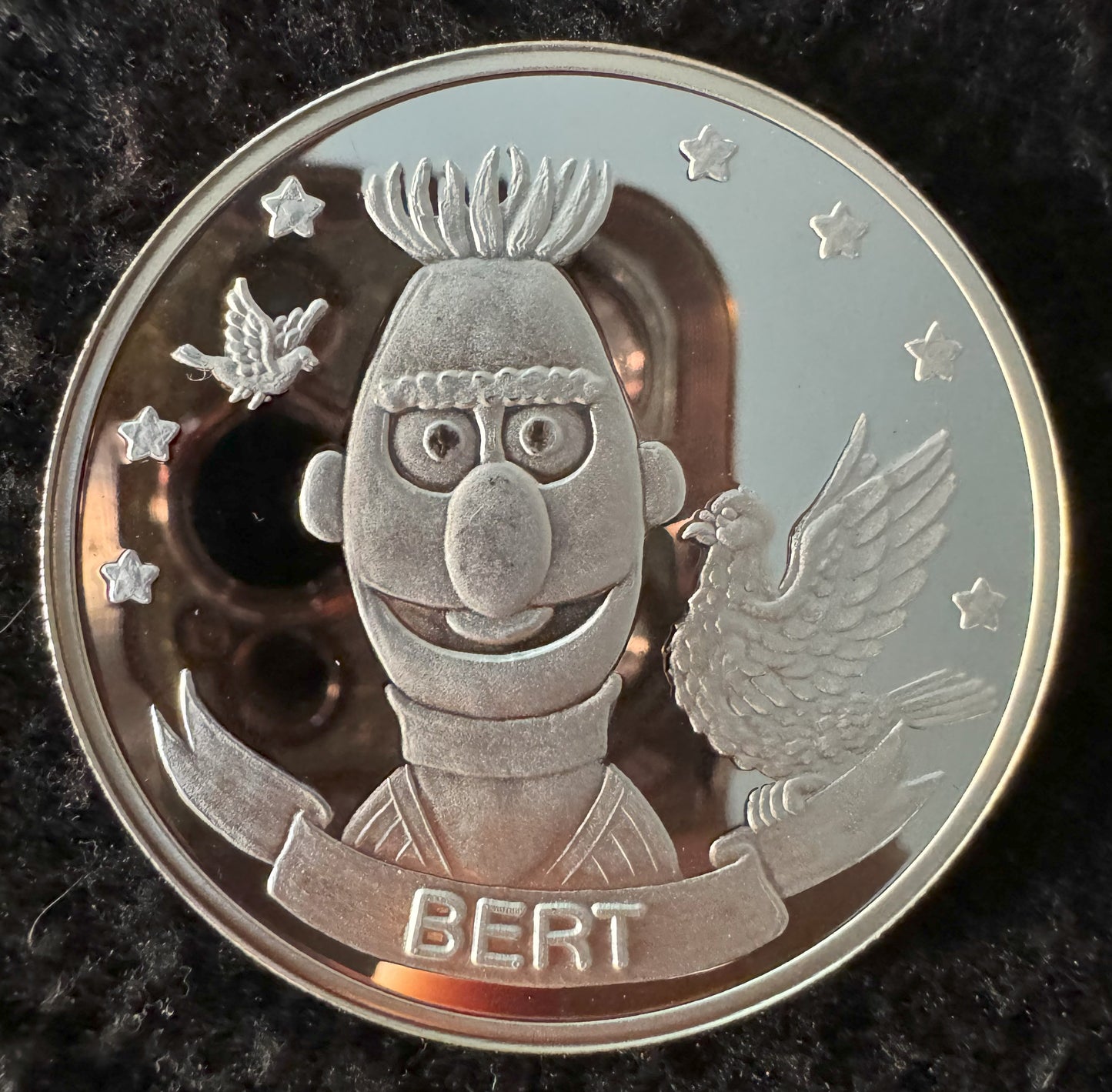 1988 Sesame Street 20th Anniversary Bert 1 oz .999 Silver Coin