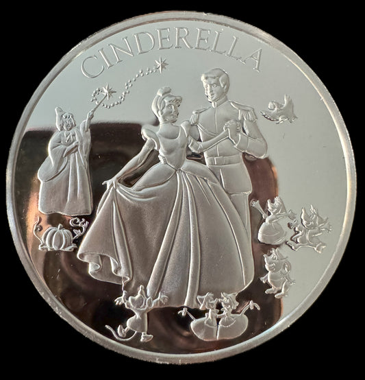 1995 Disney Cinderella 45th Anniversary 1 oz .999 Silver Coin
