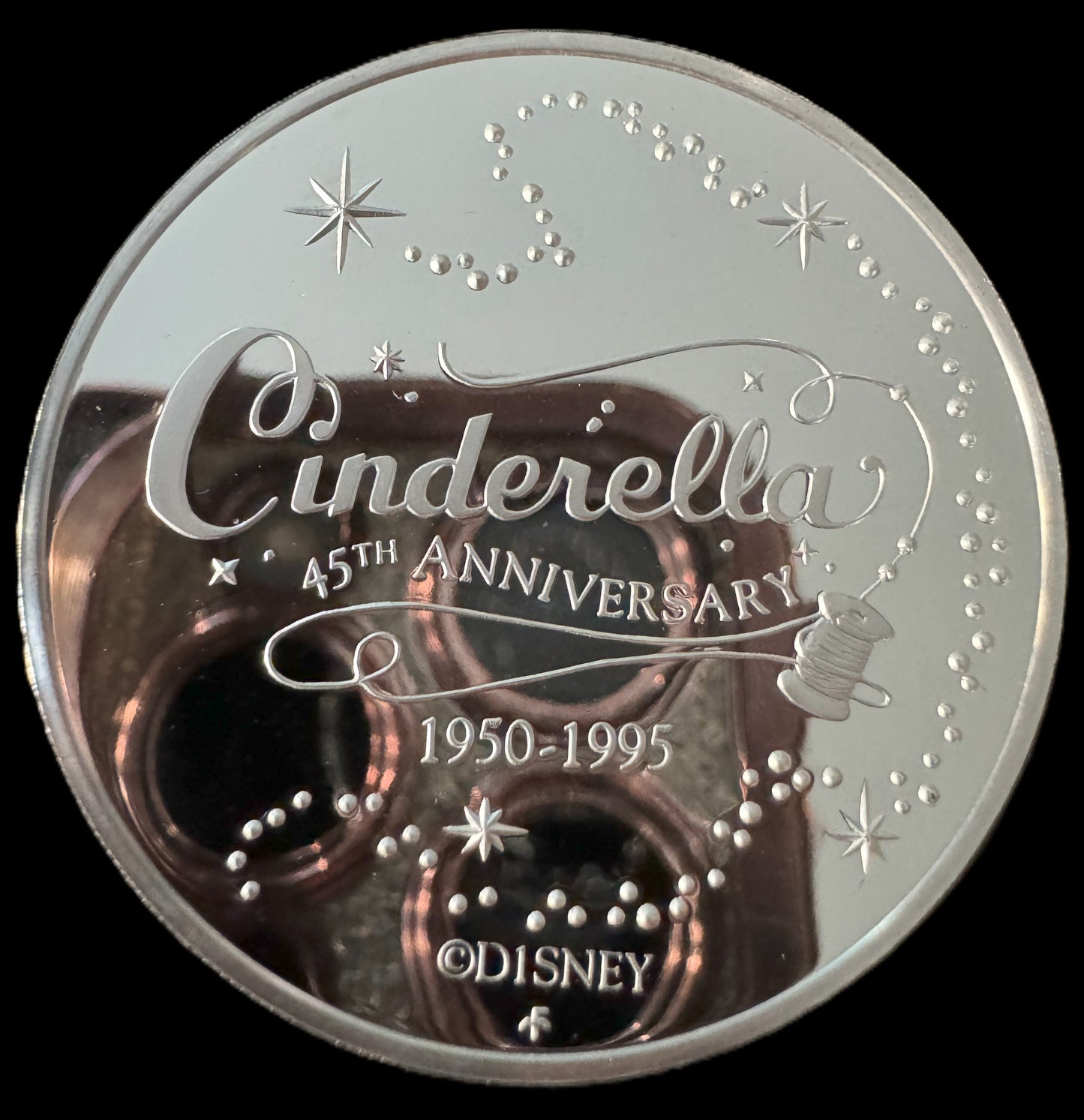 1995 Disney Cinderella 45th Anniversary 1 oz .999 Silver Coin