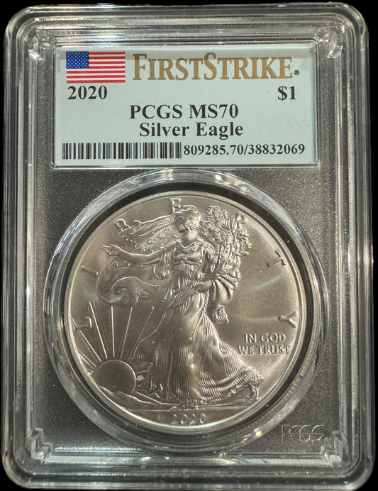 2020 Silver Eagle Walking Liberty PCGS 70 1 oz .999 Silver Coin