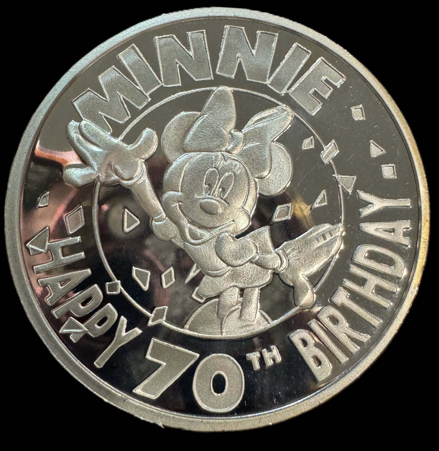 1998 Disney Minnie Mouse 70th Birthday 1 oz .999 Silver Coin #0307