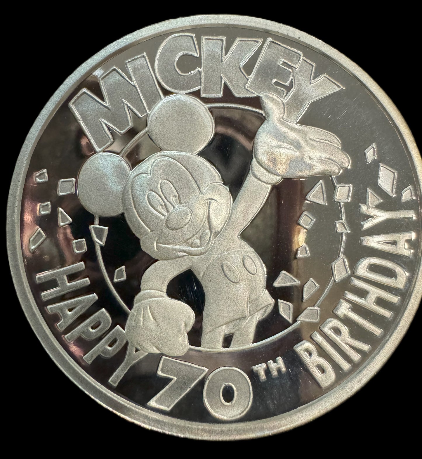 1998 Disney Mickey Mouse 70th Birthday 1 oz .999 Silver Coin