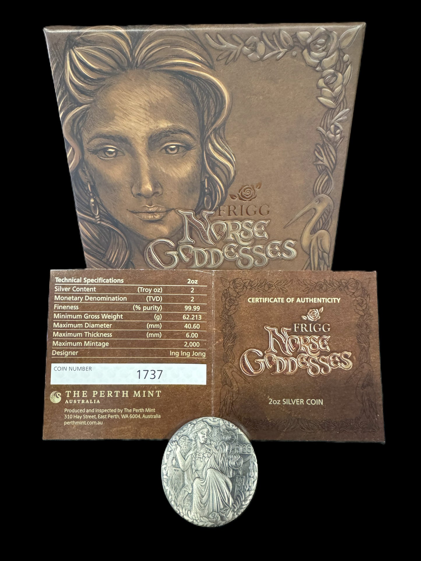 2017 Norse Goddesses Frigg 2 oz .999 Silver Coin