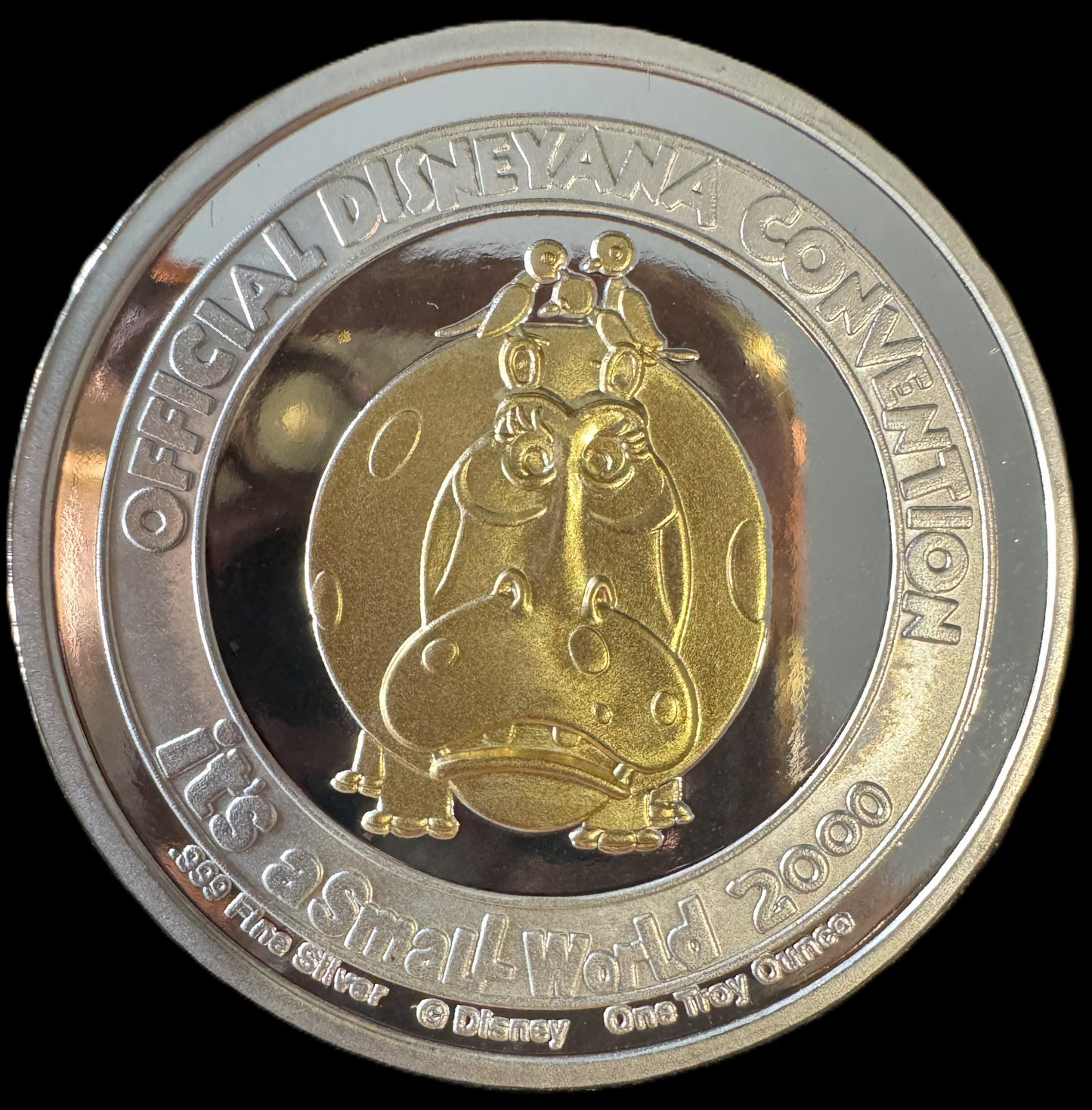 2000 Disneyana Convention 1 oz .999 Silver Coin w/24k Gold Relief