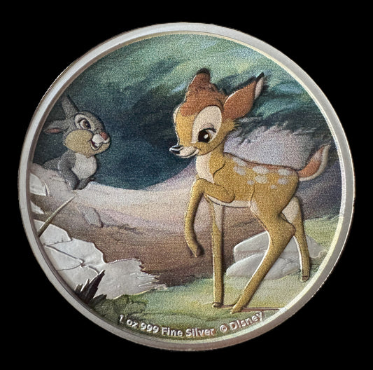 2022 Disney 80th Anniversary Bambi & Thumper 1 oz .999 Silver Coin