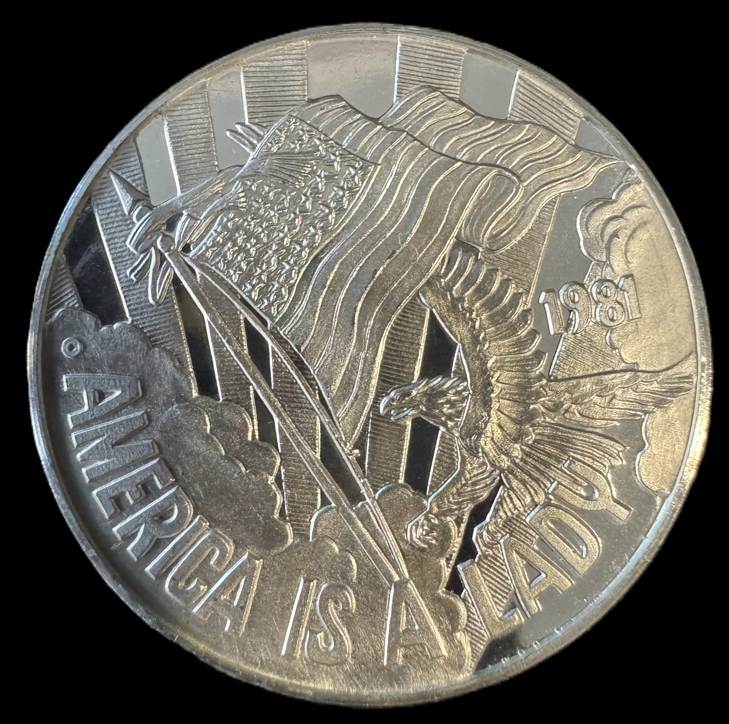 1981 Krewe of Aquila America Is A Lady 25g .999 Silver Coin