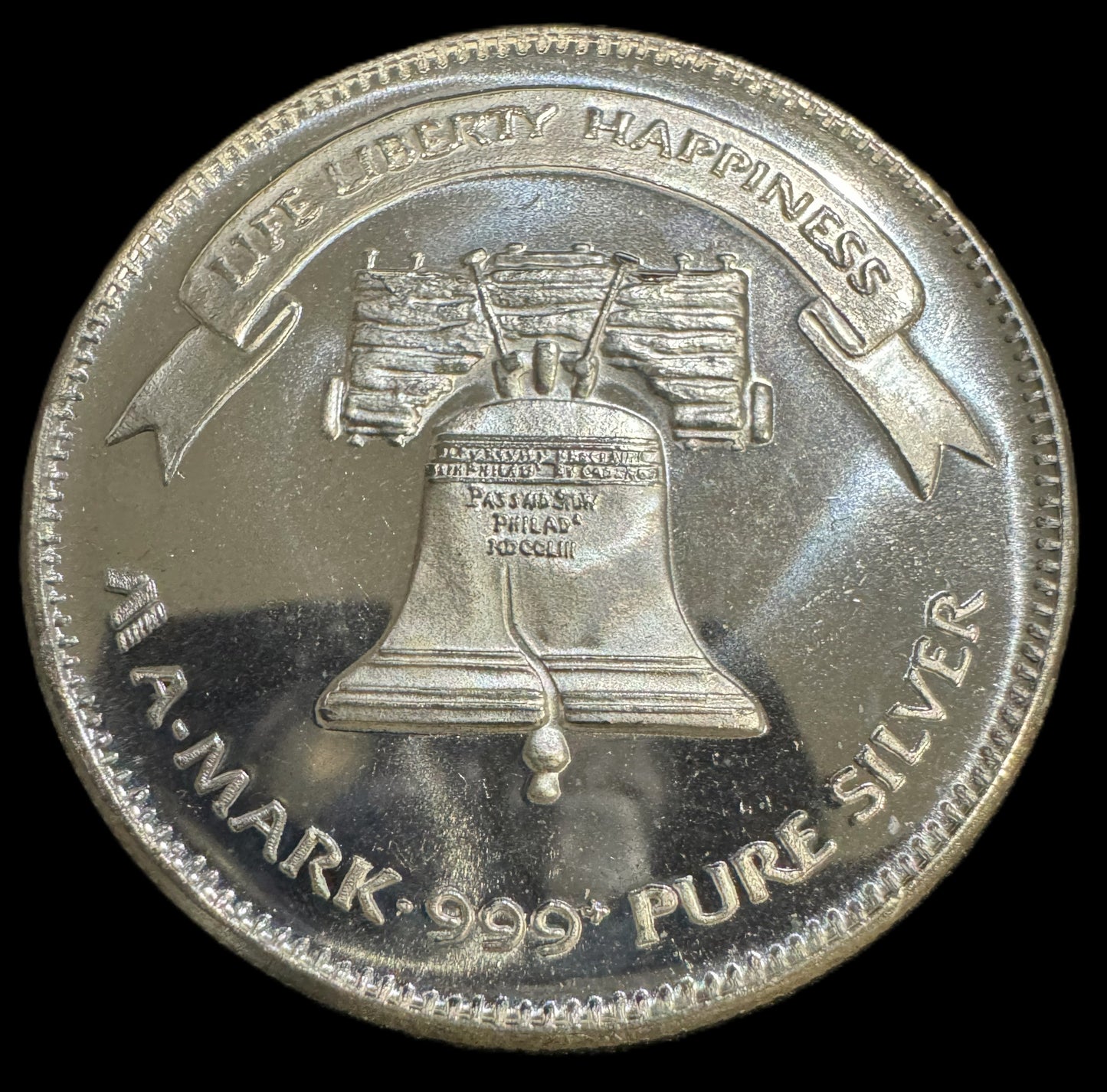1982 American Eagle Liberty Bell A-Mark 1oz .999 Silver Coin