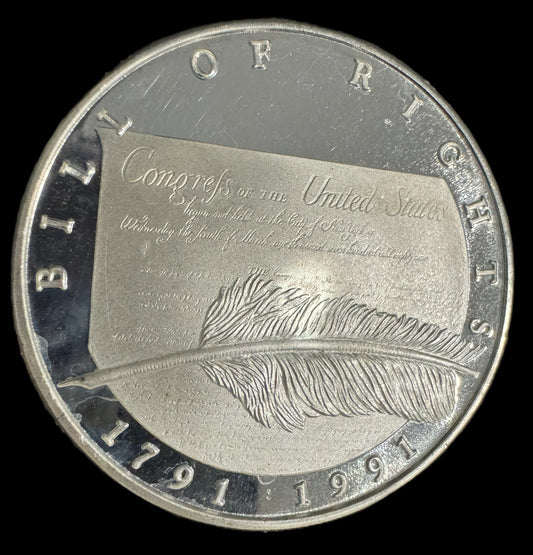 1991 200th Anniversary Bill of Rights 1 oz .999 Silver Coin