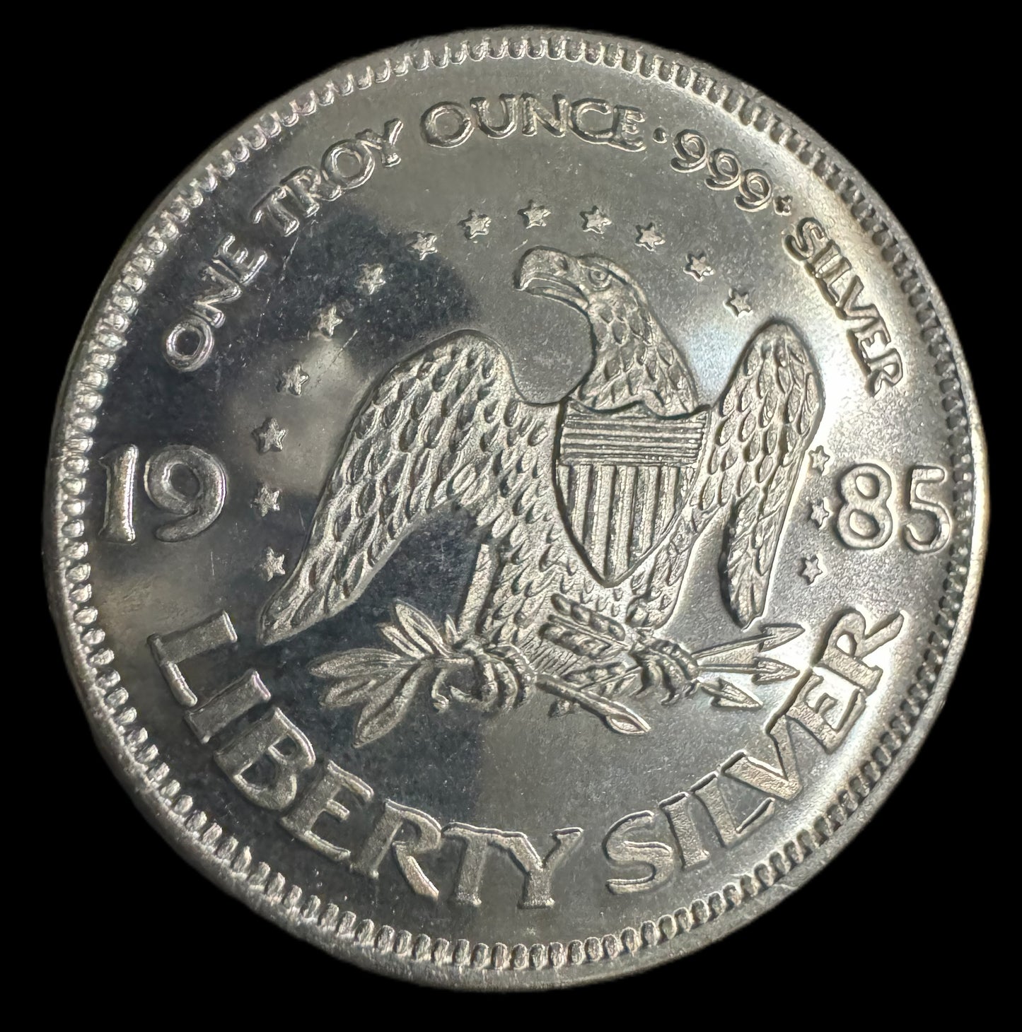 1985 American Eagle Liberty Bell A-Mark 1oz .999 Silver Coin
