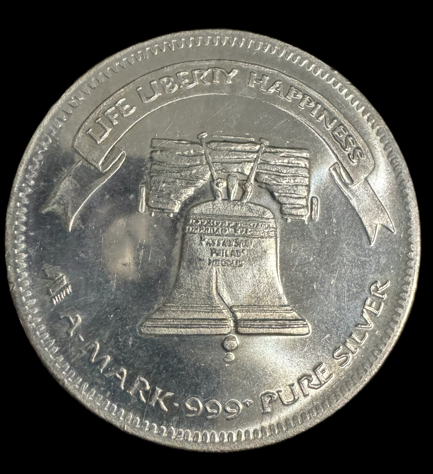 1985 American Eagle Liberty Bell A-Mark 1oz .999 Silver Coin