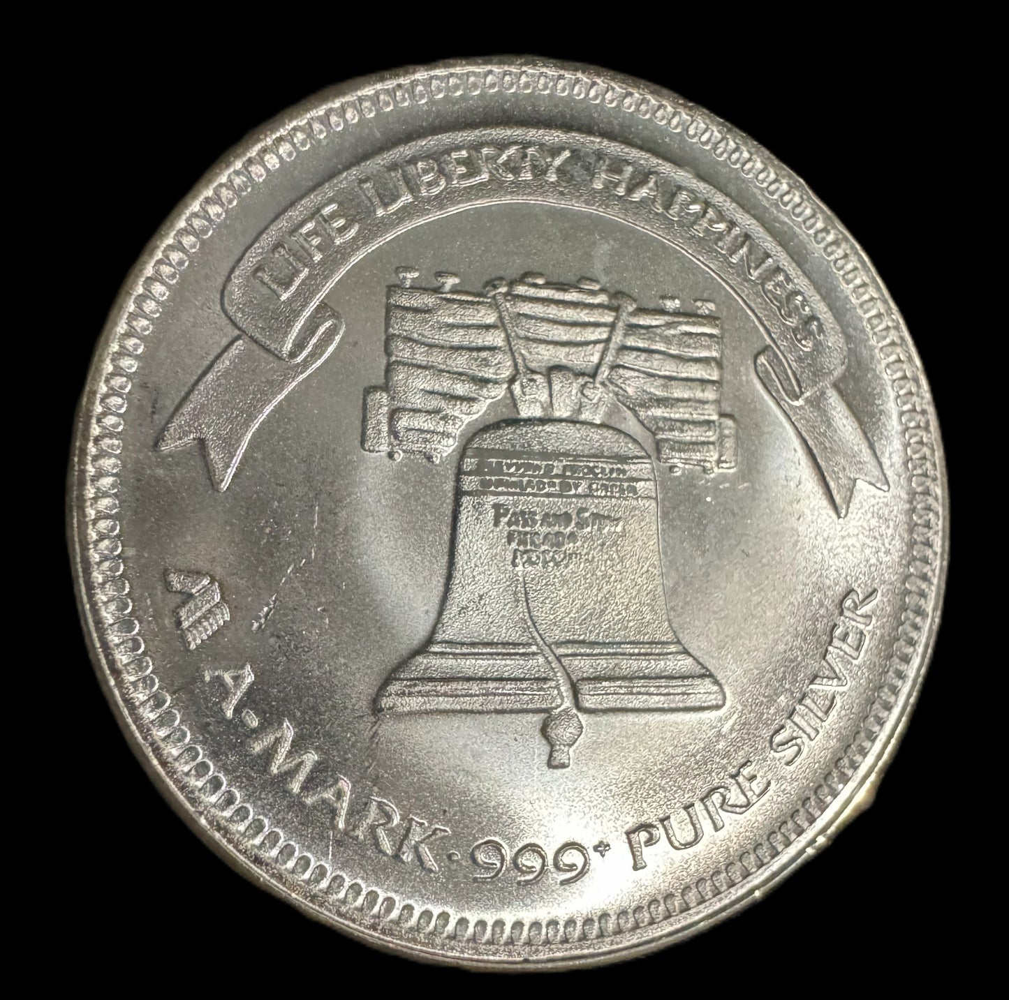 1988 American Eagle Liberty Bell A-Mark 1oz .999 Silver Coin
