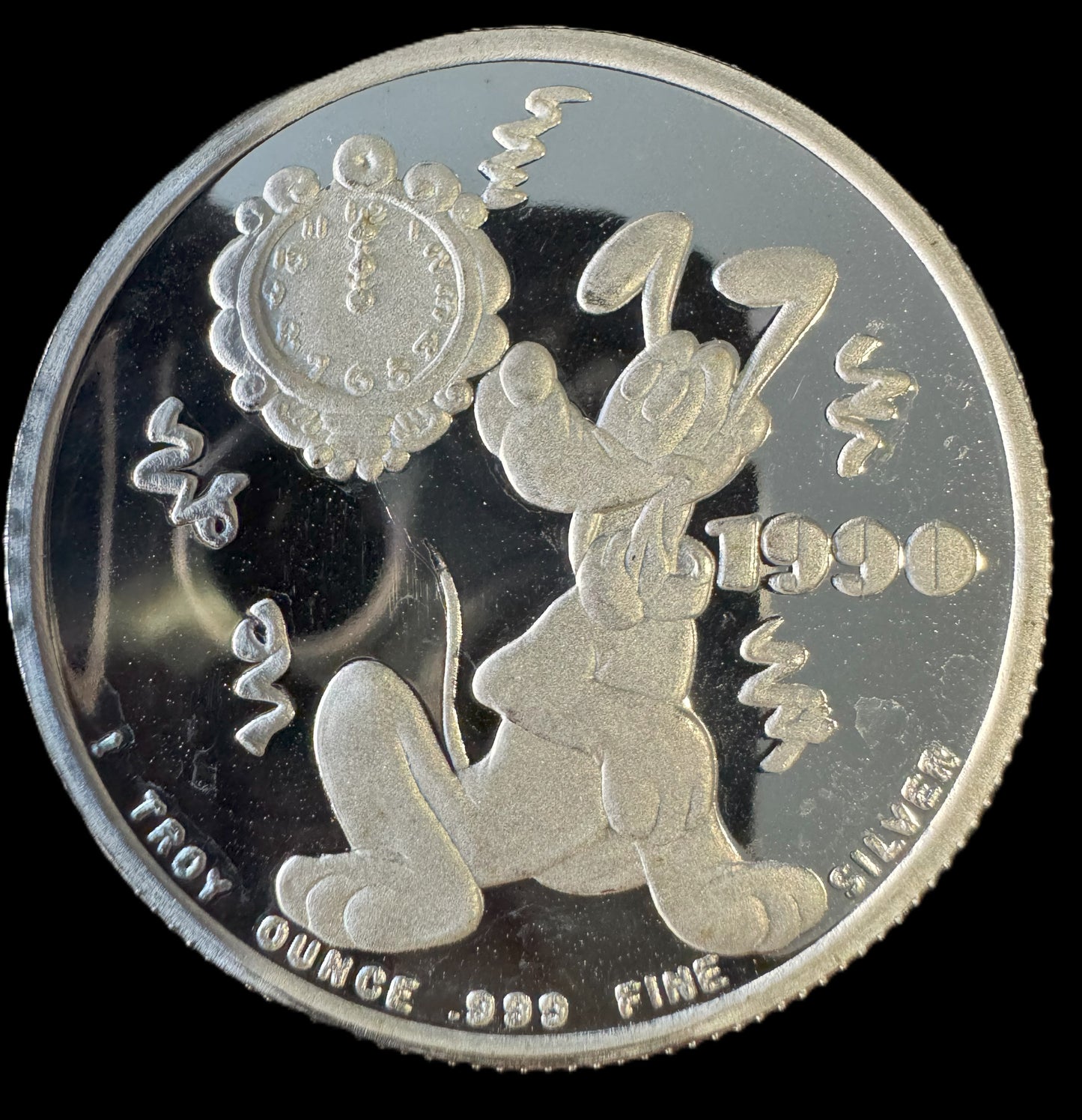 1989 Disney “Mickey’s Holiday Treasures” 1 oz .999 Silver Coin