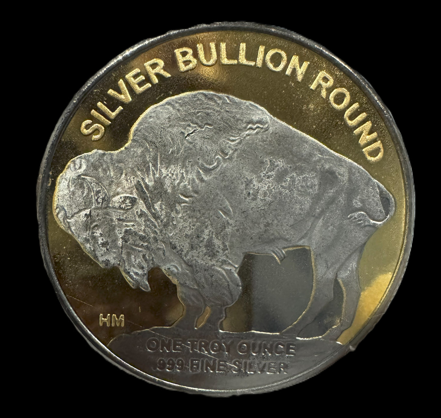 Indian Buffalo 1 oz .999 Silver Coin w24k Gold Relief & Black Ruthenium