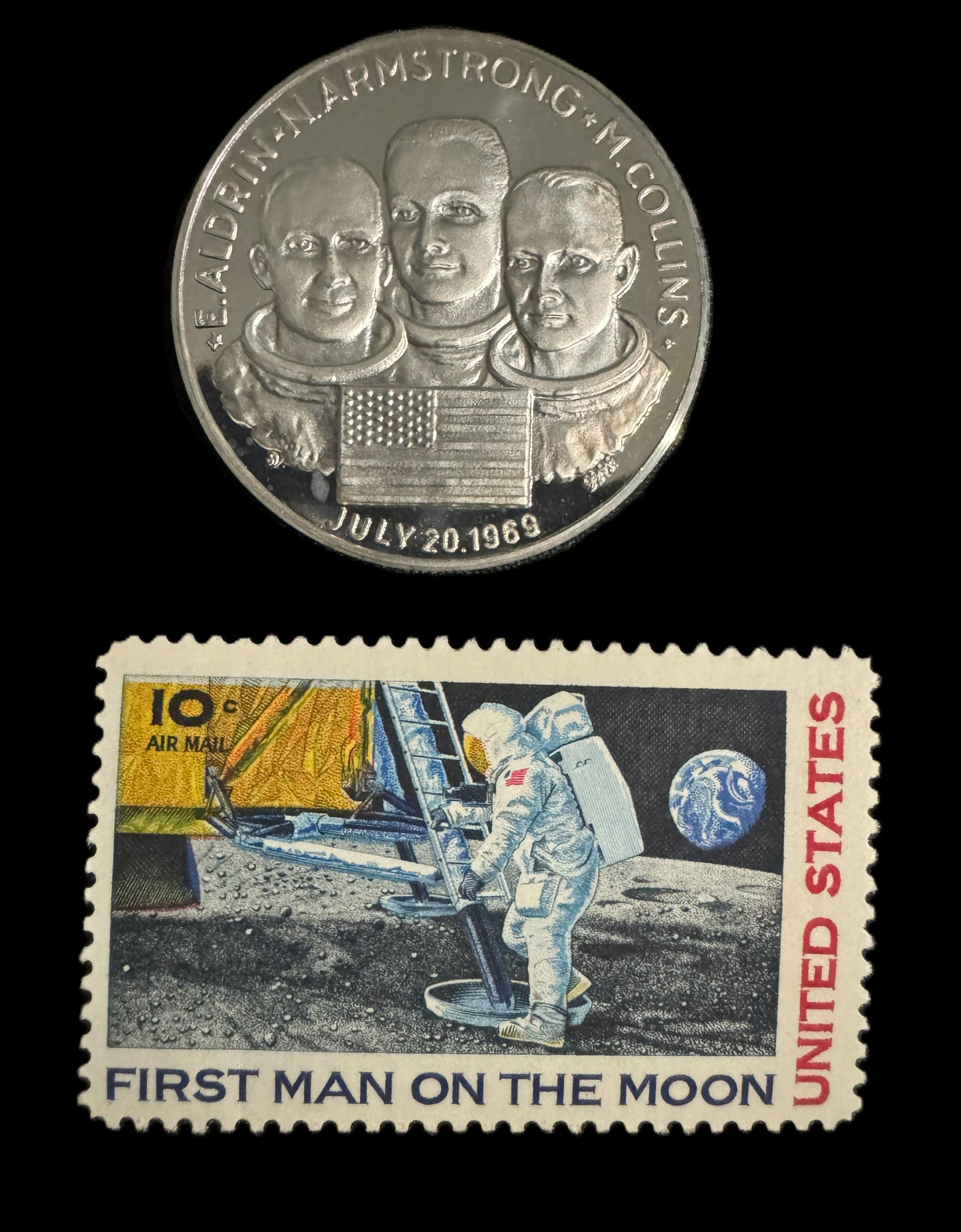 1969 Man On The Moon ½ oz .999 Silver Coin & Stamp Set