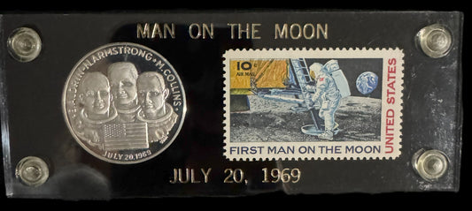 1969 Man On The Moon ½ oz .999 Silver Coin & Stamp Set