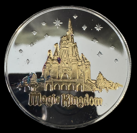 2005 Disney Magic Kingdom 1 oz .999 Silver Coin w/24K Gold Relief