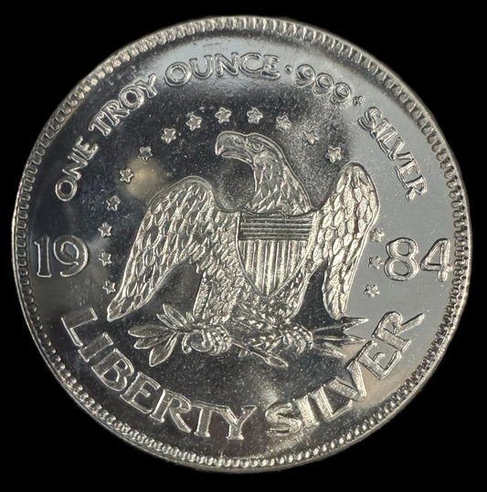 1984 American Eagle Liberty Bell A-Mark 1oz .999 Silver Coin