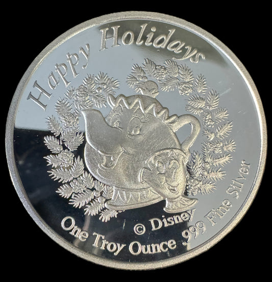 1996 Disney Beauty & The Beast 5th Anniversary 1 oz .999 Silver Coin