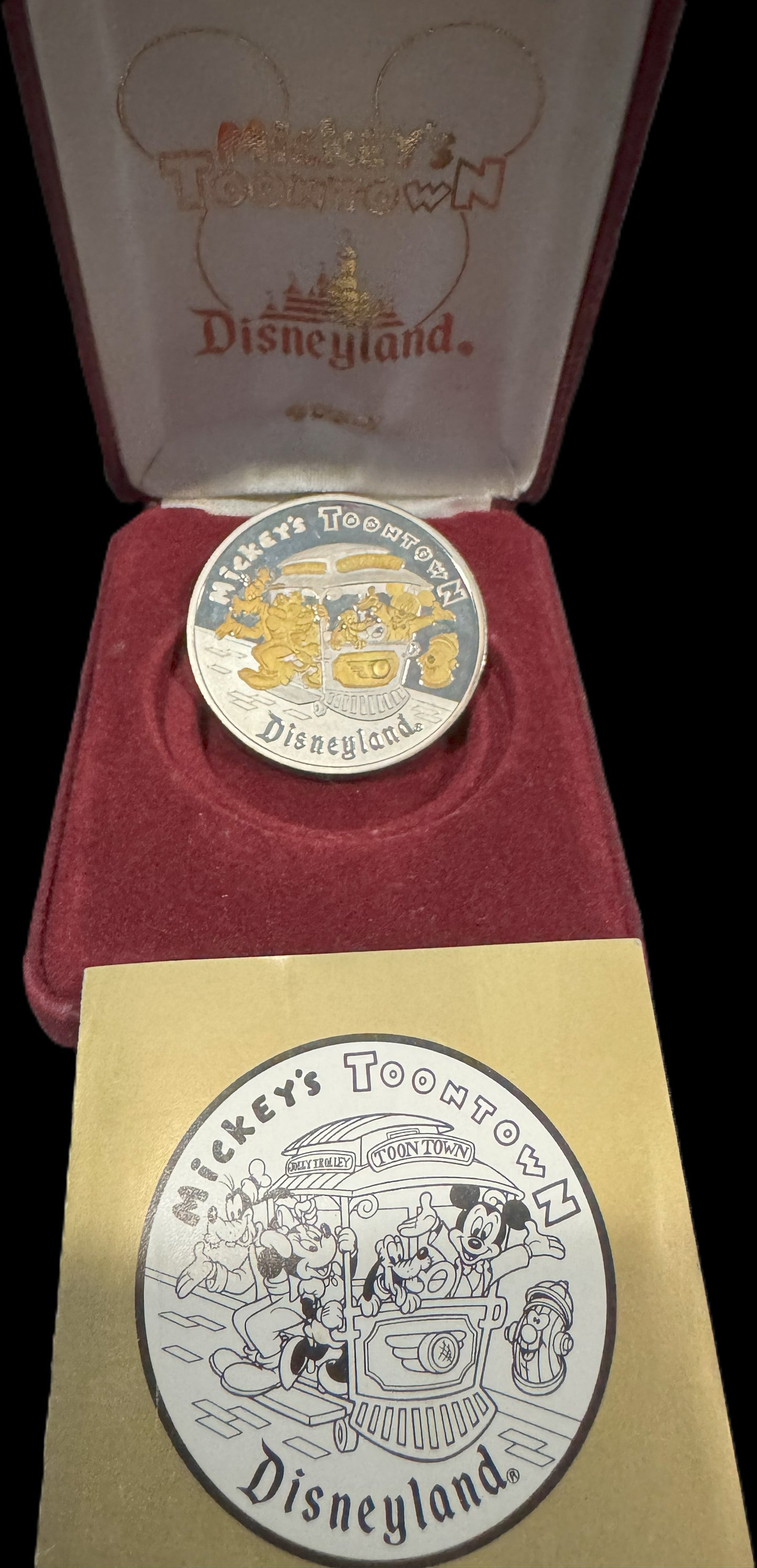 1993 Disney Mickey’s Toontown 1 oz .999 Silver Coin w/24k Gold Relief