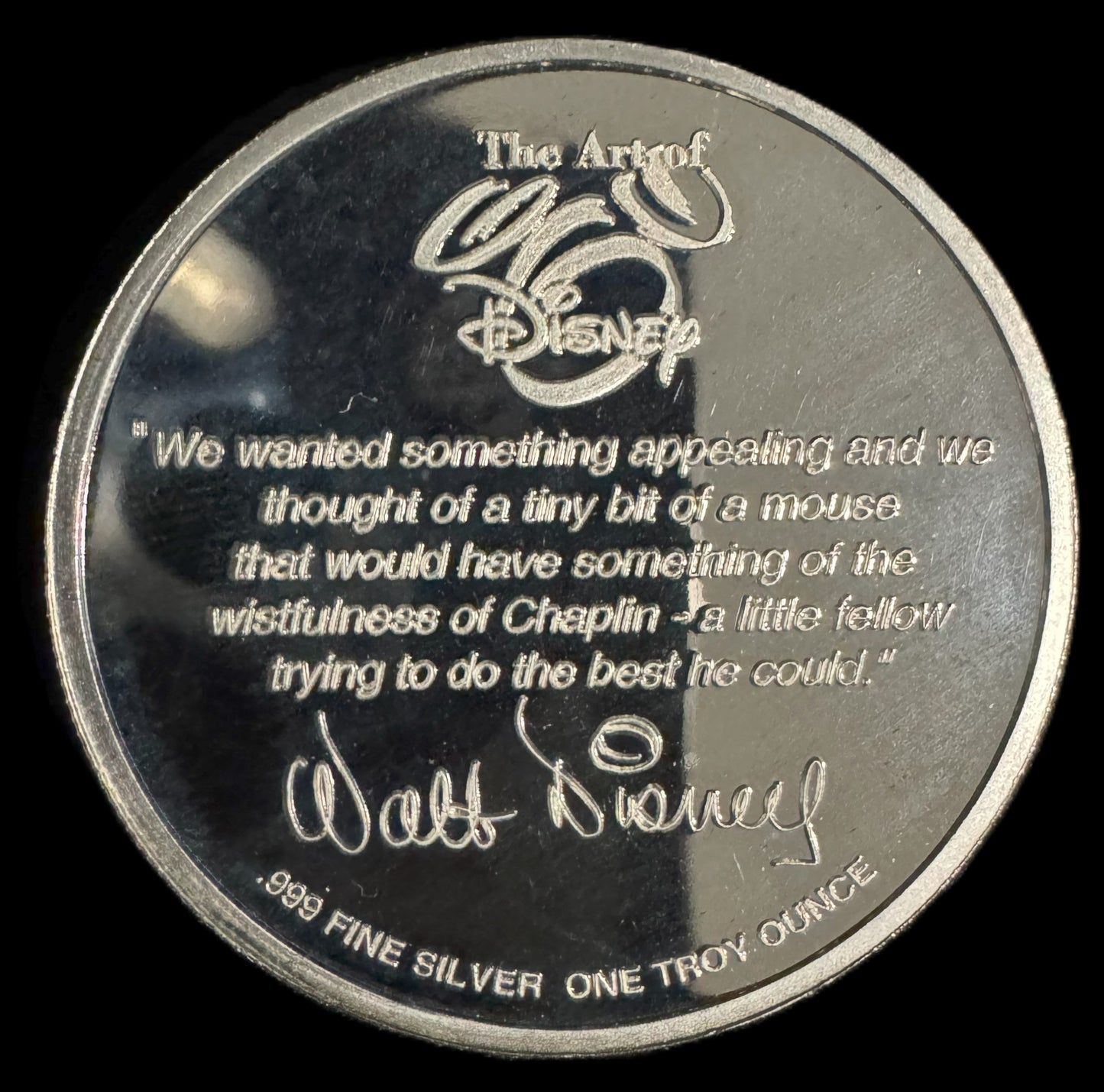 1998 Disney 70 Years With Mickey Mouse 1 oz .999 Silver Coin