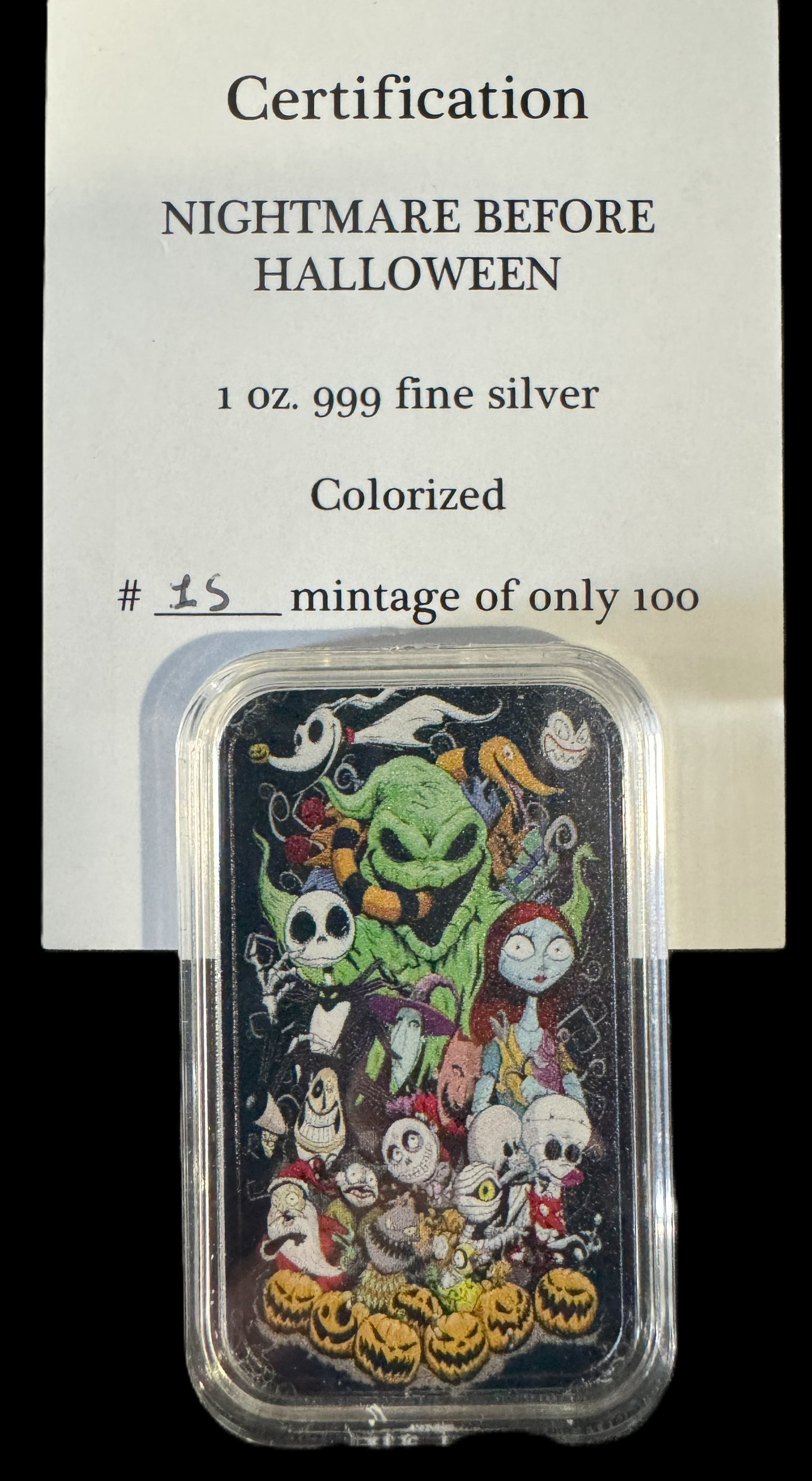 2021 The Nightmare Before Christmas Clan Colorized 1 oz .999 Silver Bar