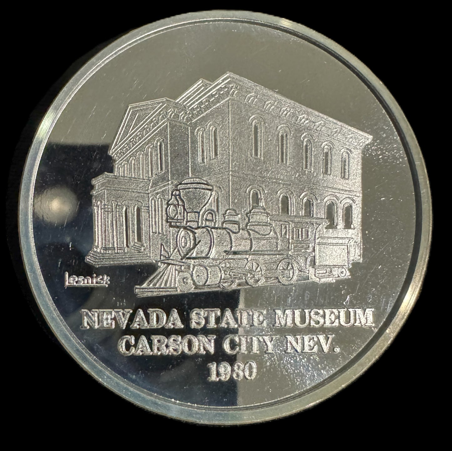 1980 Commemorative Carson City Mint Coin Press 1 oz .999 Silver Coin
