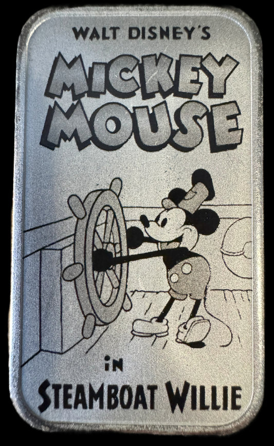 2024 Disney Steamboat Willie 1 oz .999 Silver Bar