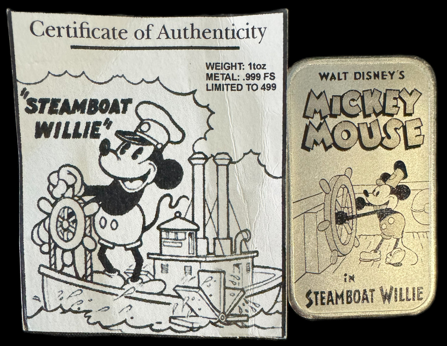 2024 Disney Steamboat Willie 1 oz .999 Silver Bar