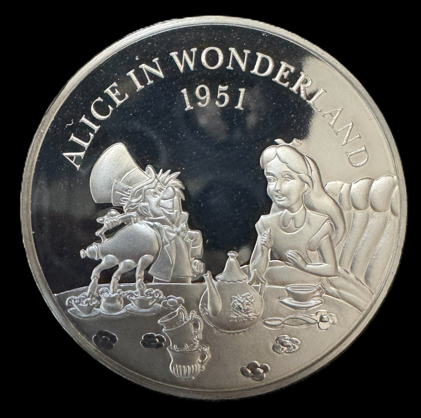 1992 Disney Masterpieces Alice In Wonderland 1 oz .999 Silver Coin #1287