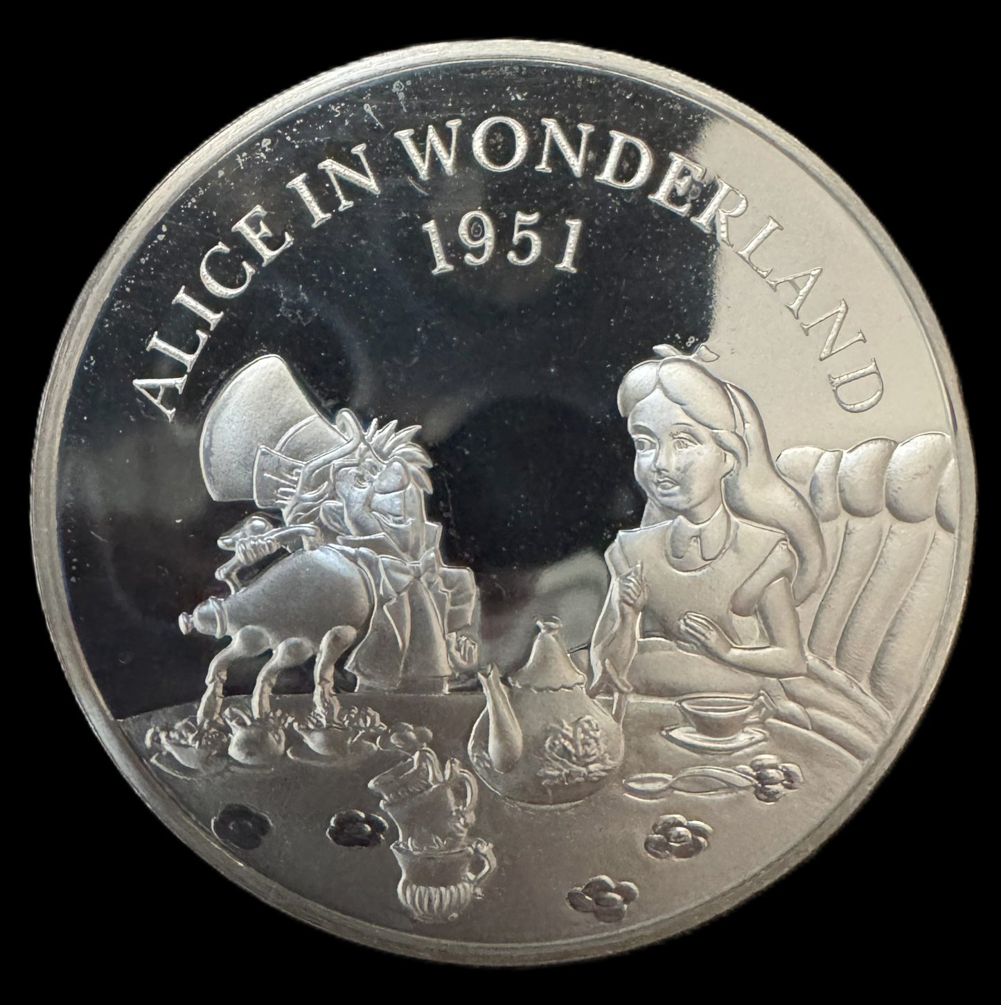 1992 Disney Masterpieces Alice In Wonderland 1 oz .999 Silver Coin #1288