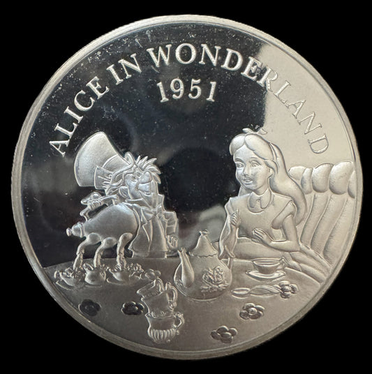 1992 Disney Masterpieces Alice In Wonderland 1 oz .999 Silver Coin #1288