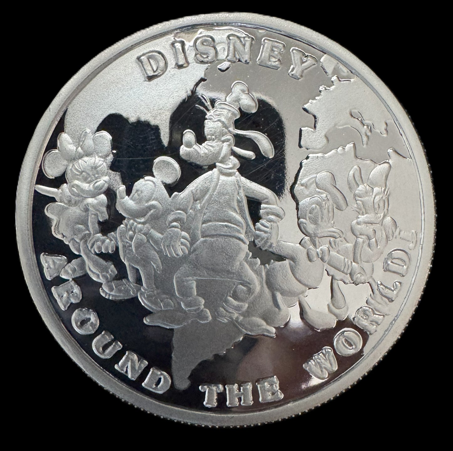 1988 Disney Around the World Snow White Peter Pan 5 oz .999 Silver Coin