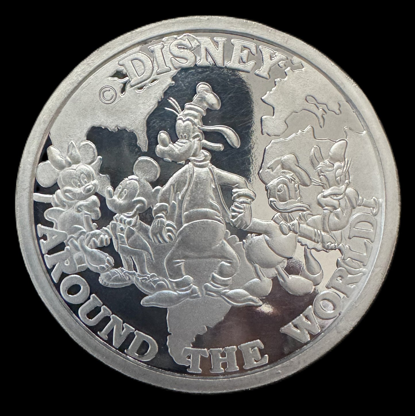 1988 Disney Around the World Mickey & Mini Mouse 5 oz .999 Silver Coin