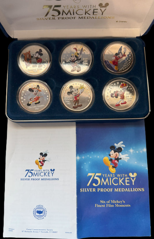 Disney 75 Years with Mickey Colorized 6 - 1 oz .999 Silver Coin #k418