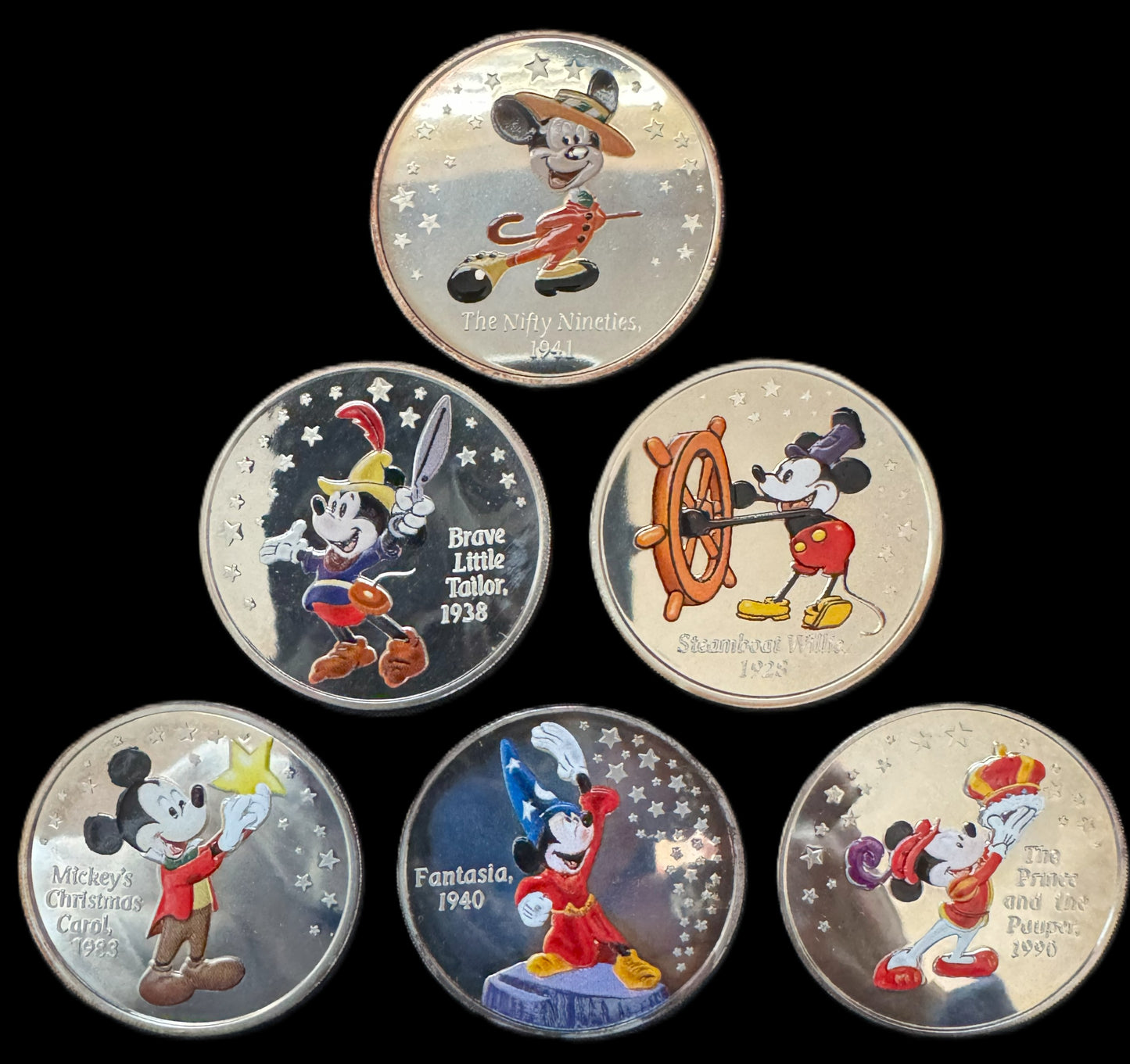 Disney 75 Years with Mickey Colorized 6 - 1 oz .999 Silver Coin #k418
