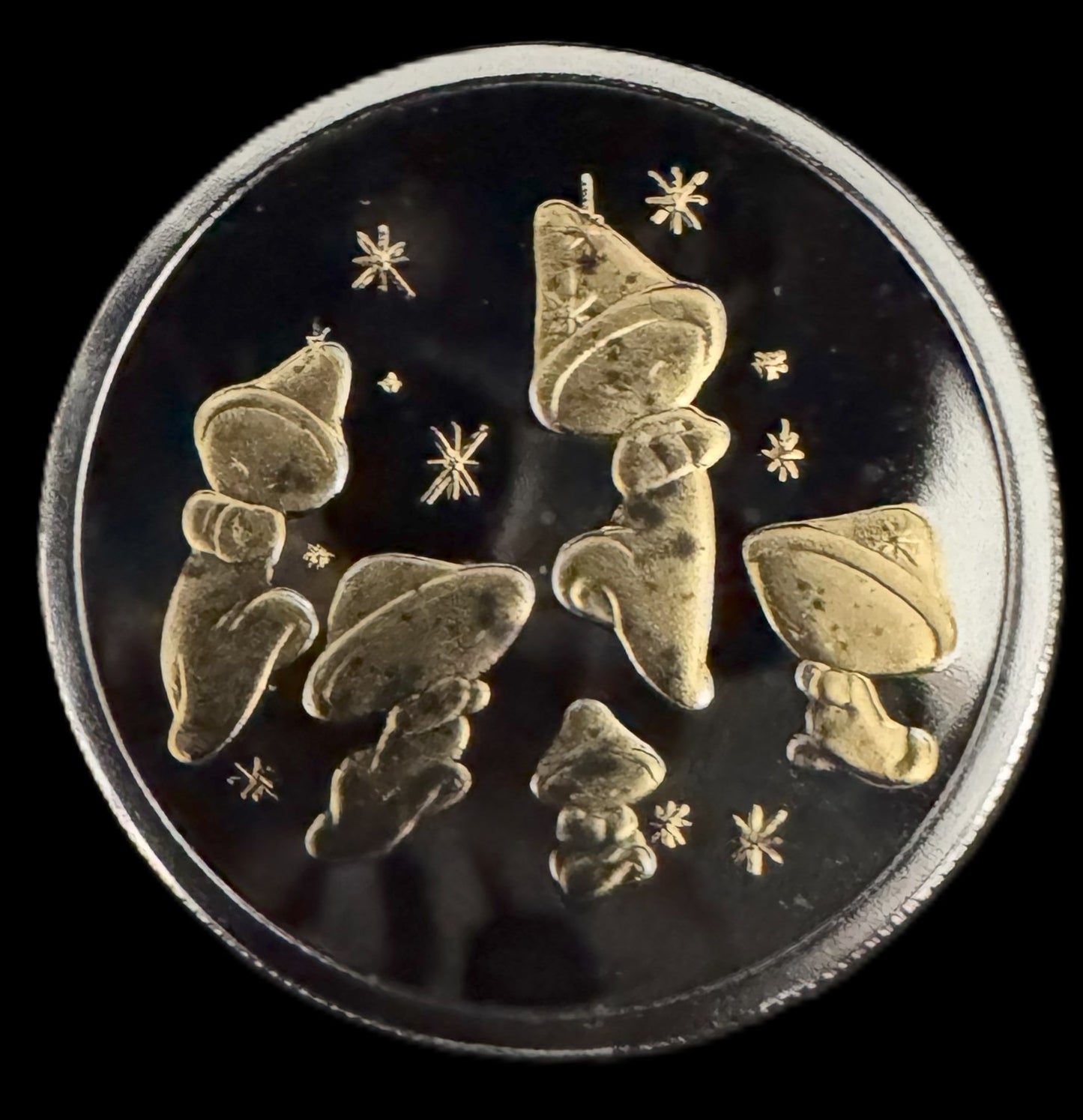 1990 Disney Fantasia Mushroom 1 oz .999 Silver Coin w/22K Gold Relief