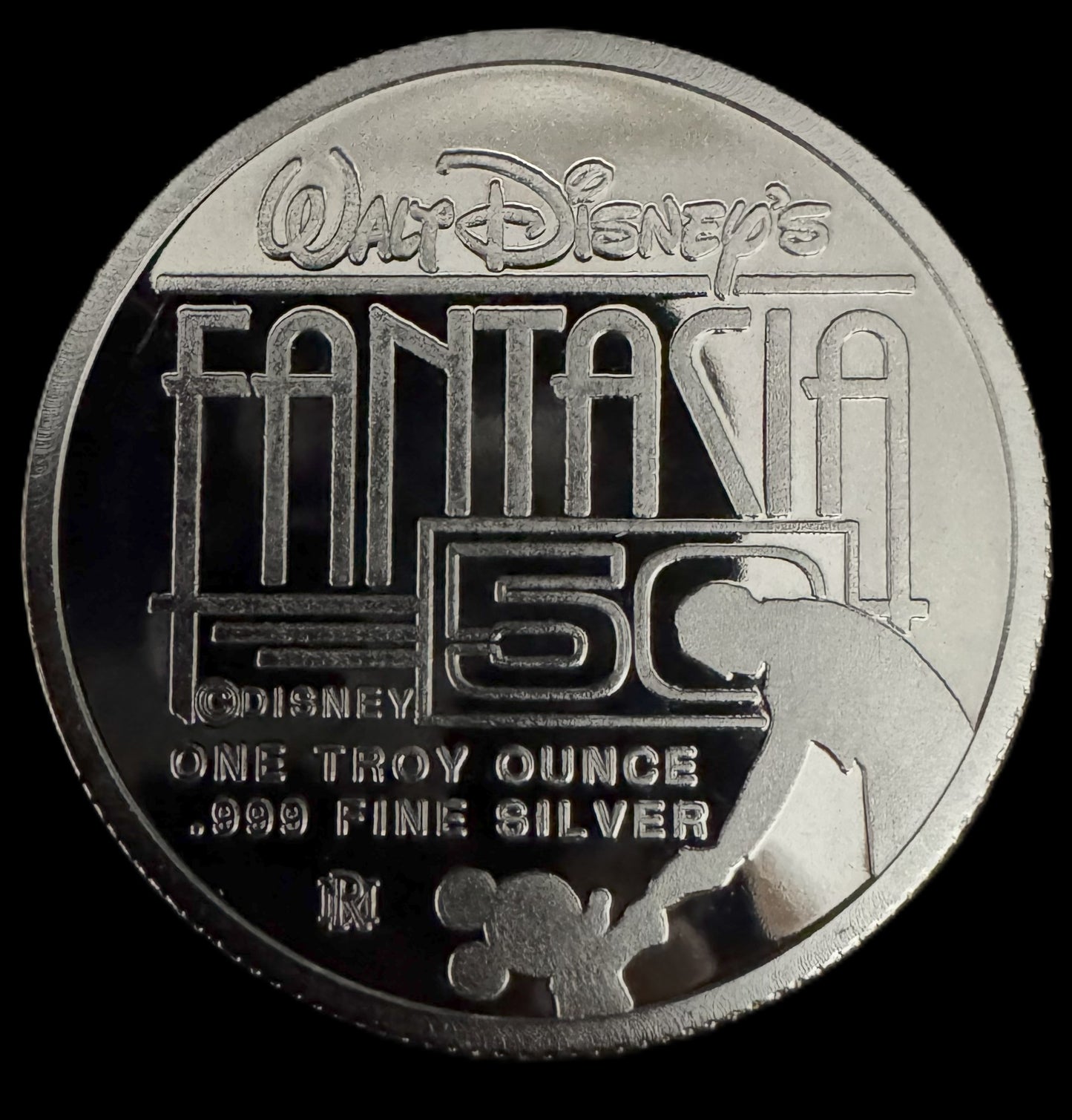 1990 Disney Fantasia Centaur & Centaurette 1 oz .999 Silver Coin w/22K Gold Relief