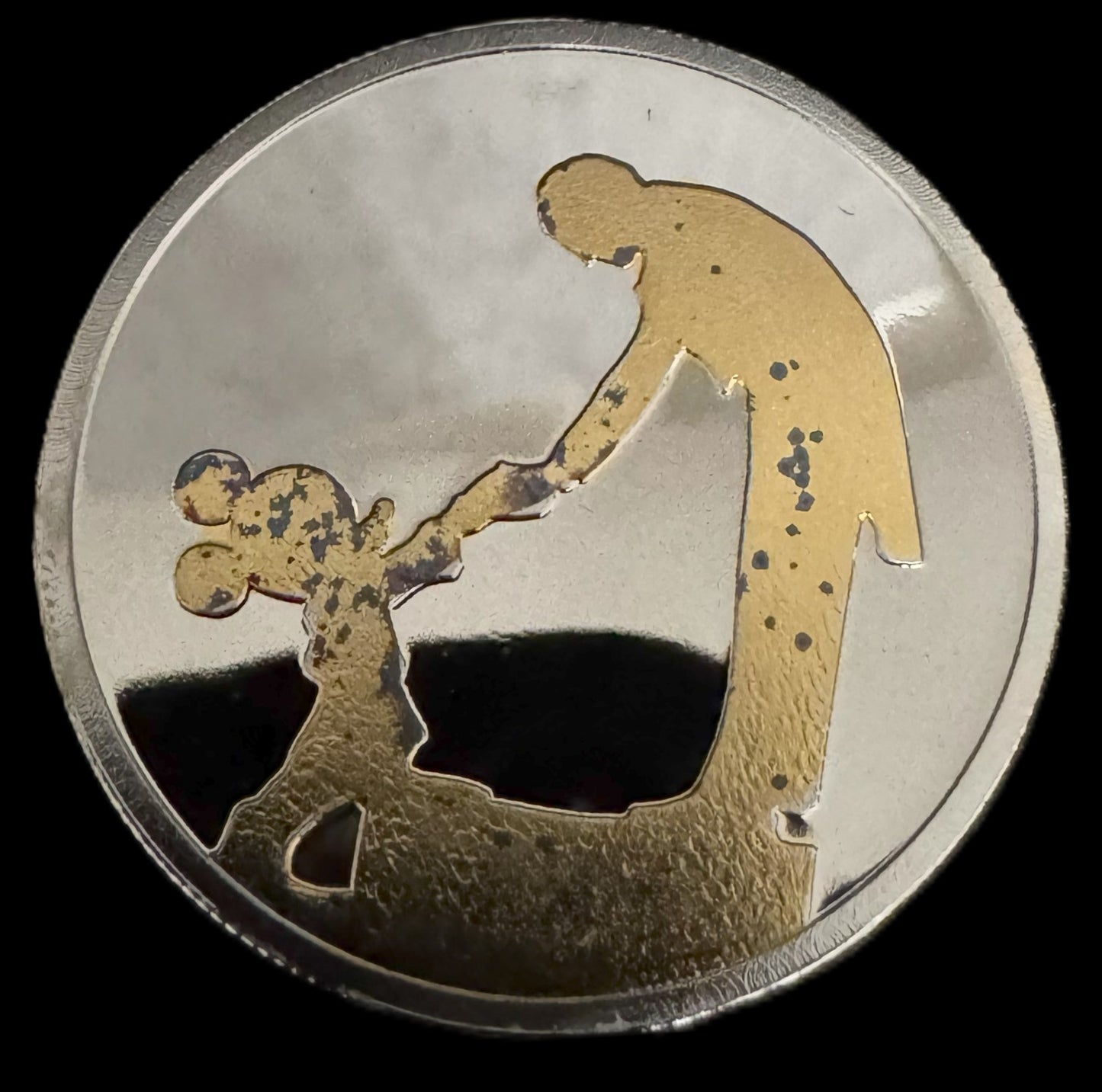 1990 Disney Fantasia Mickey & Stowkowski 1 oz .999 Silver Coin w/22K Gold Relief