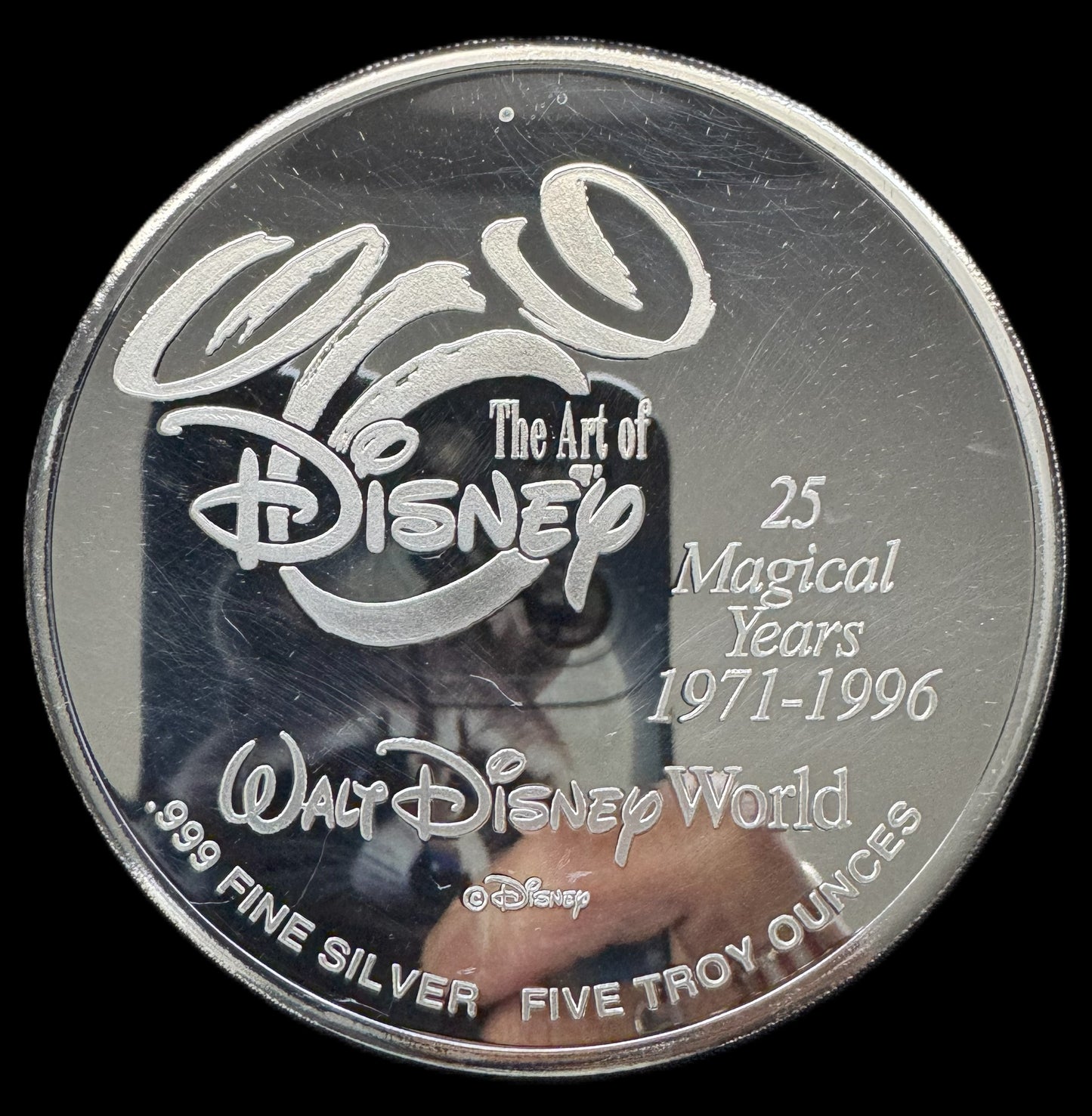 1996 Disney World 25th Anniversary 5 oz .999 Silver Coin