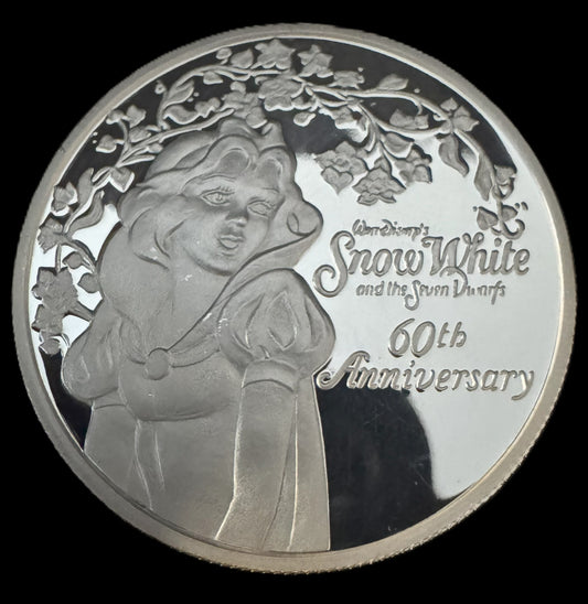 1997 Disney Snow White 60th Anniversary 1 oz .999 Silver Coin